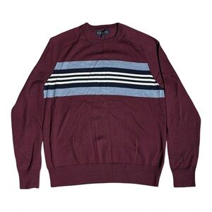 Brooks Brothers Merino Wool Burgundy Striped Sweater